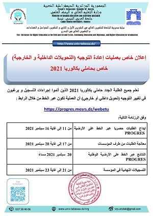 You are currently viewing تغيير التوجيه (تحويل داخلي أو خارجي) 2021/2022