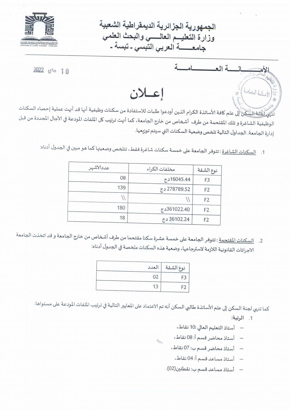 You are currently viewing اعلان خاص بالسكنات الوظيفية